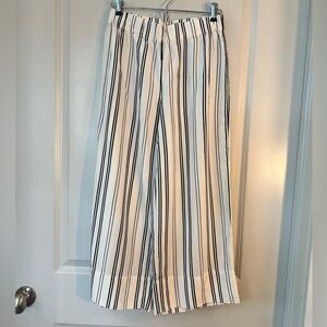 Everlane 100% Silk Cream & Black Wide Leg Fluid Lightweight Coastal Pants,Size 2